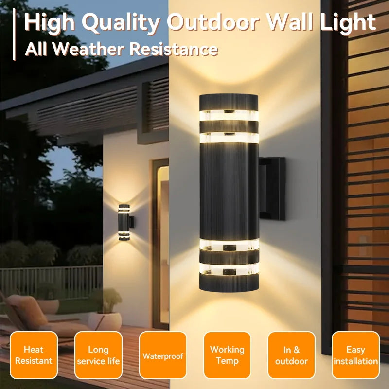 Applique murale LED étanche blanche illuminant une façade