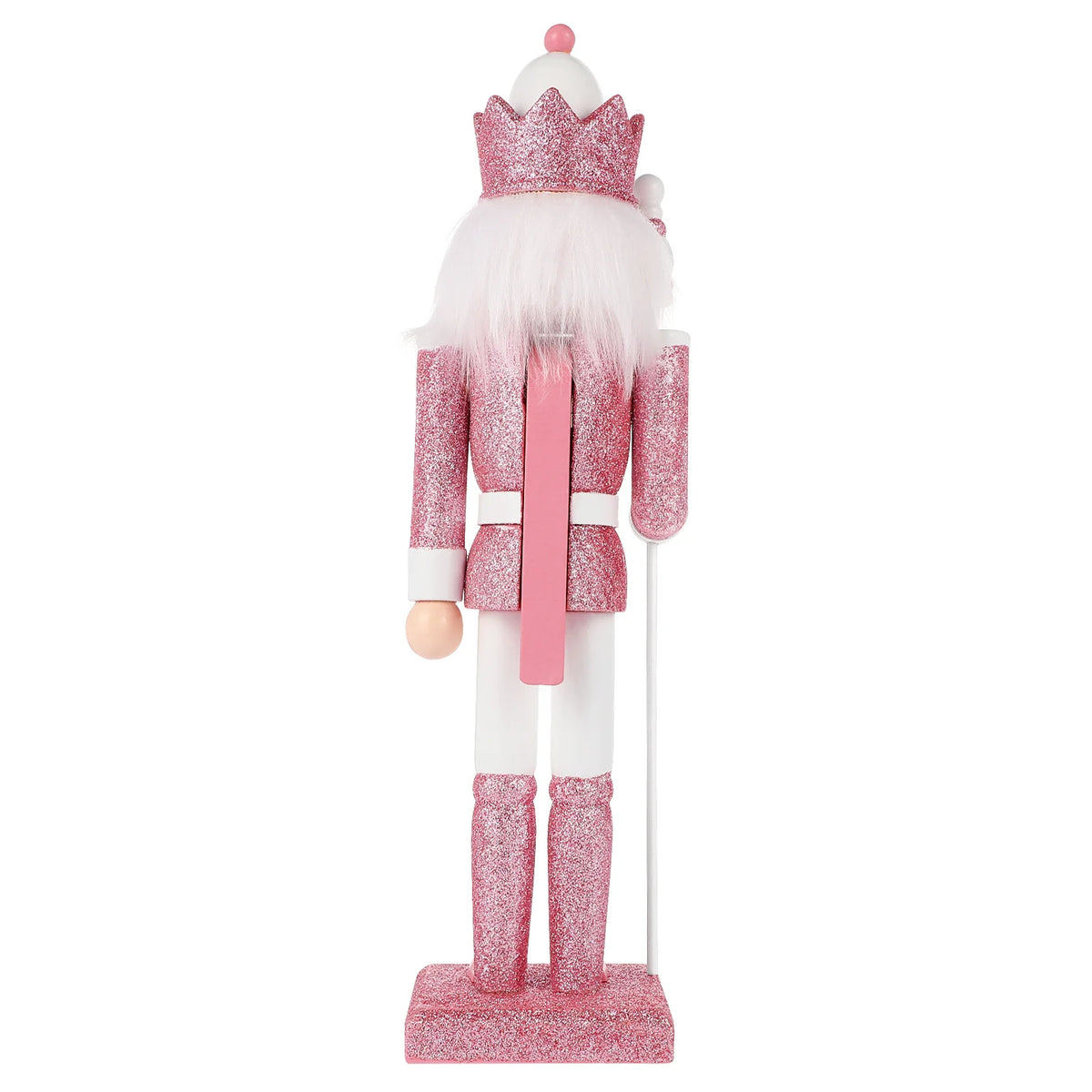 Casse-noisette en bois rose avec paillettes pour décoration de Noël