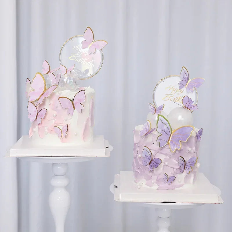 Décoration de gâteau papillon peint à la main or
