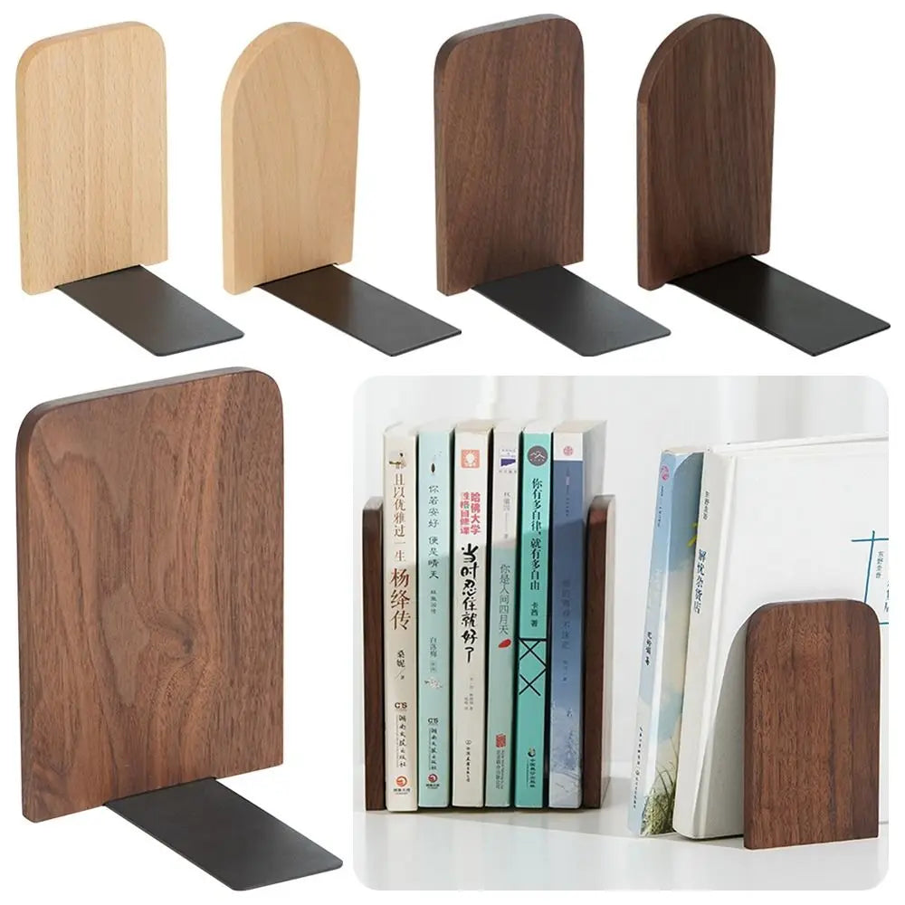 Serre-livres bois prune avec livres colorés
