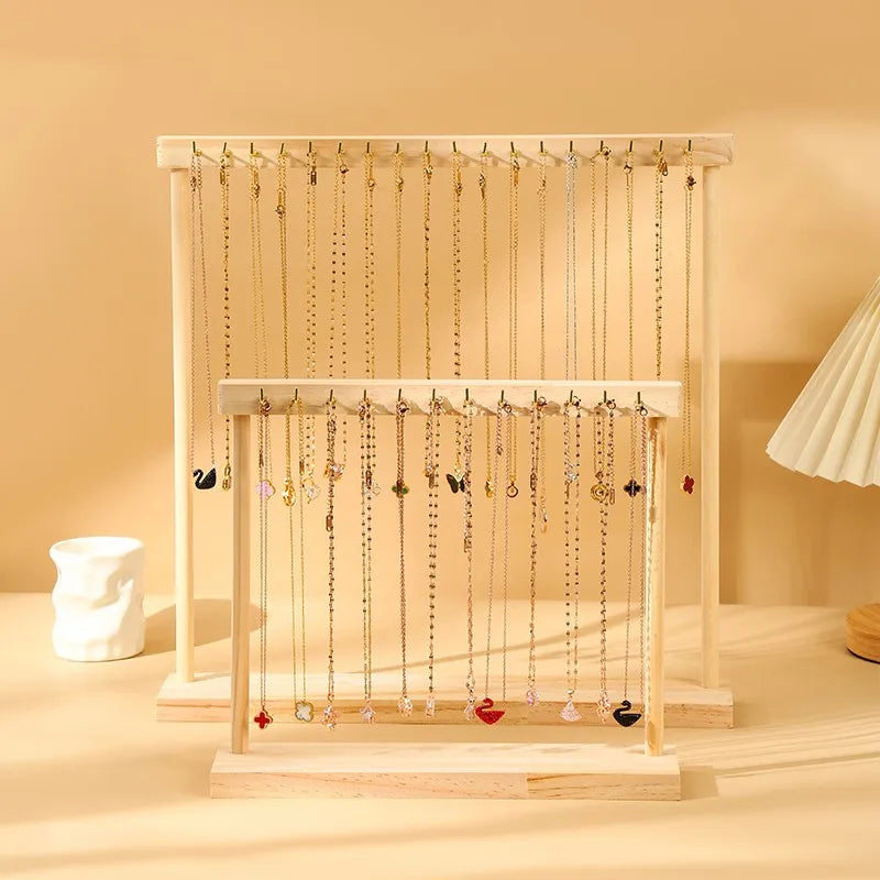 Présentoir à bijoux en bois massif rouge