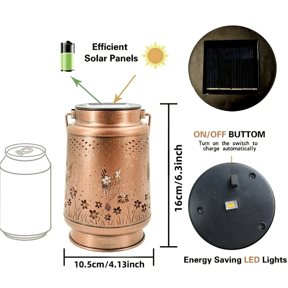 Lanterne solaire autonome en fer style contemporain
