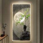 Applique murale LED moderne avec peinture de plantes vertes pour décoration d'entrée