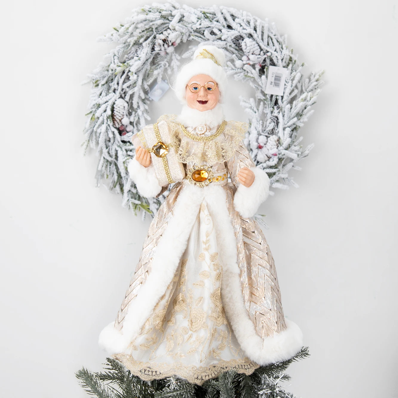 Figurine pailletée jaune fluo Noël