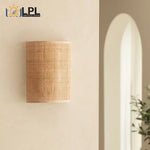 Applique murale en rotin boho lampe de chevet tête tissé éclairage salon
