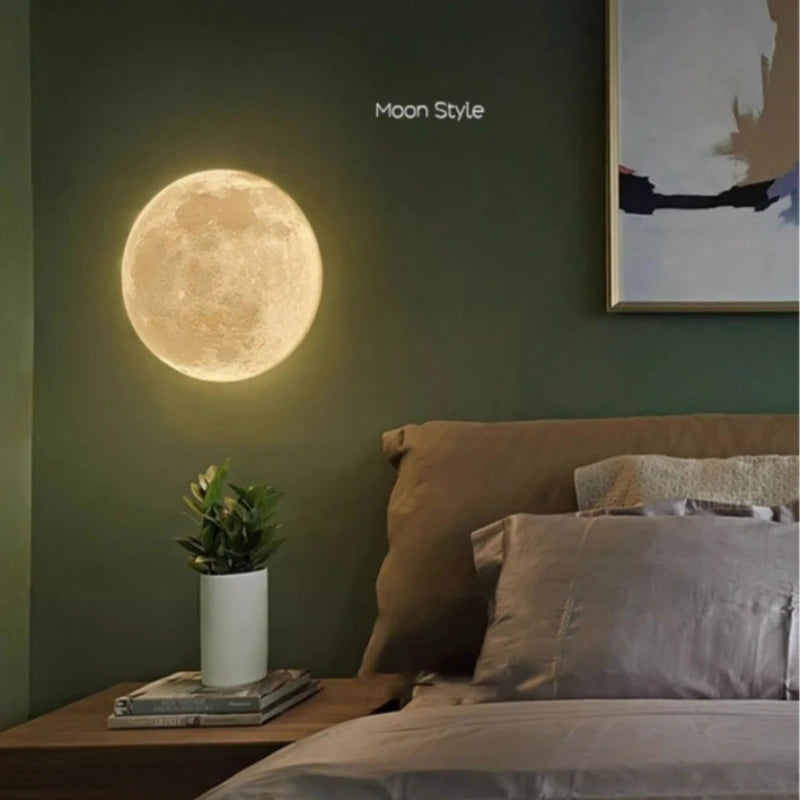 Lampe de chevet lunaire LED rouge en chambre