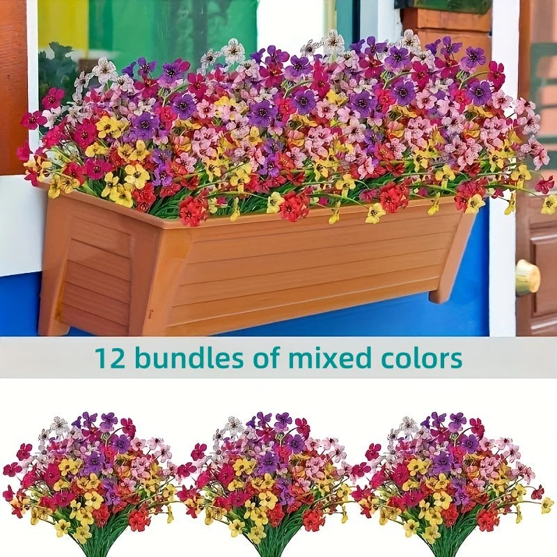 Décoration extérieure avec fleurs multicolores
