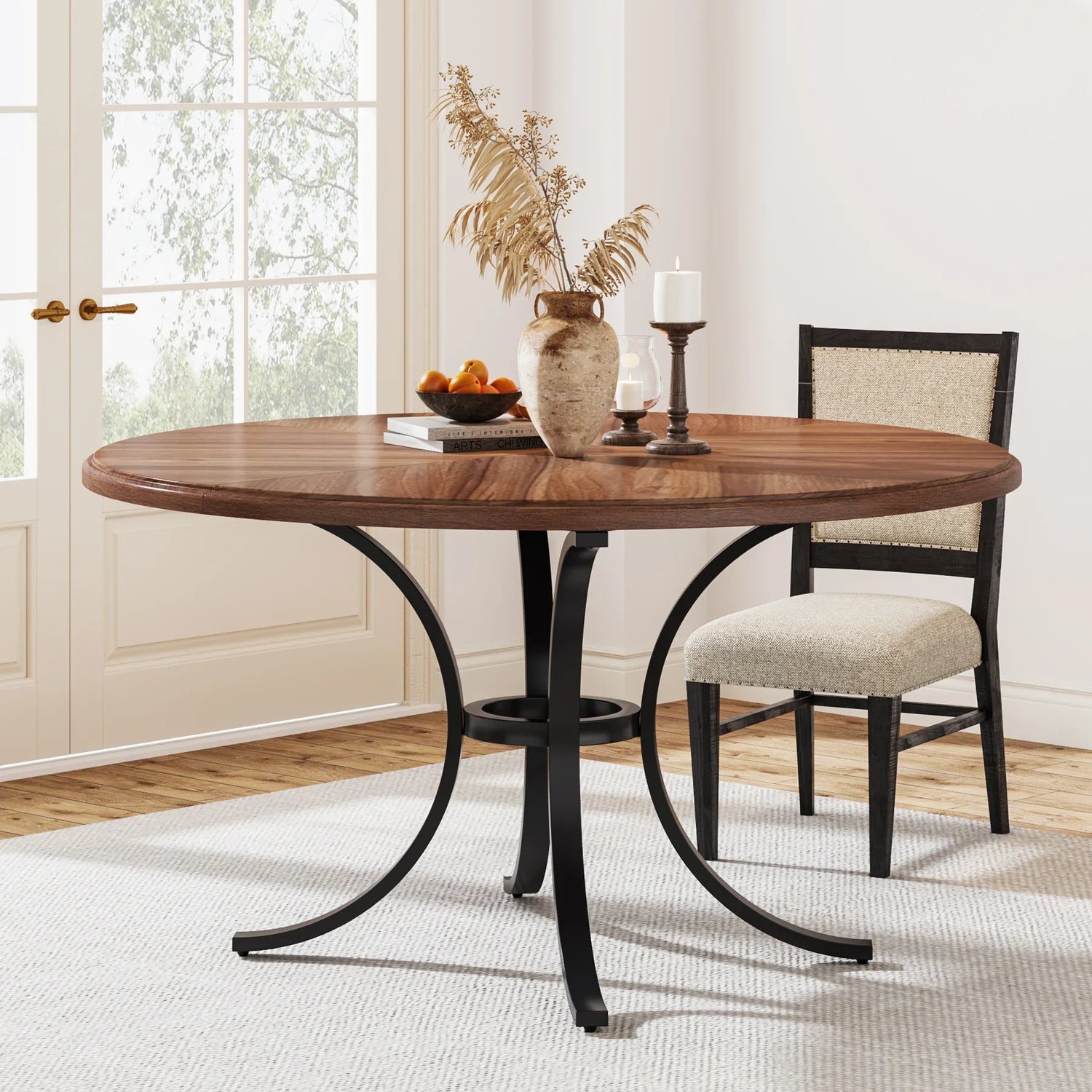 Table ronde 120 cm avec piètement central vue de dessus