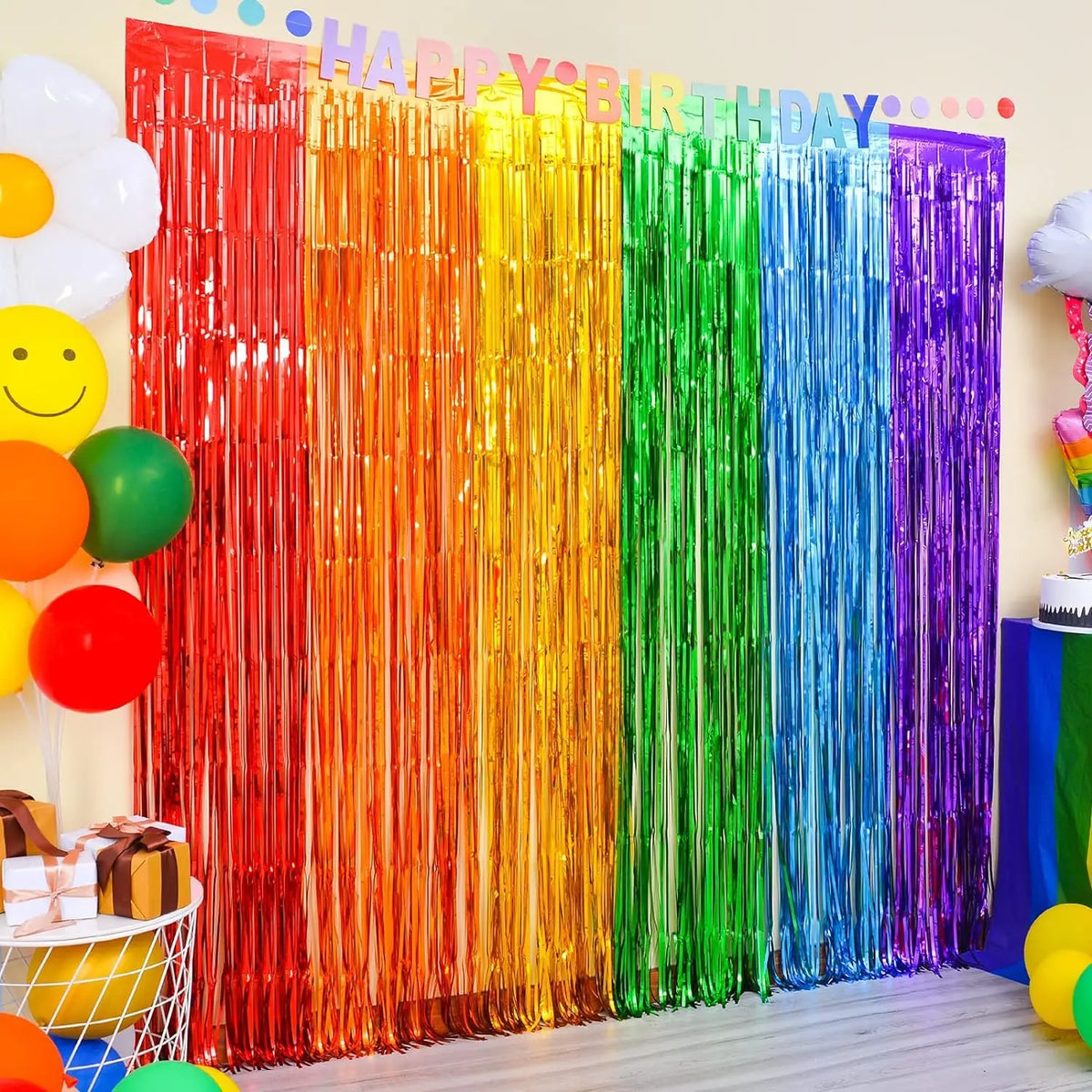 Pack de 6 rideaux à franges multicolores pour événements spéciaux