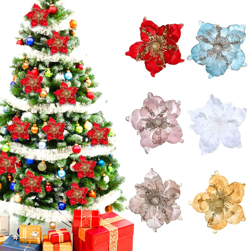 Fleur artificielle de Noël couleur champagne