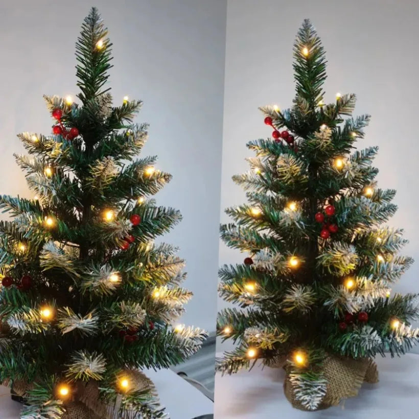 Sapin de Noël miniature 60cm en couleur olive sur table