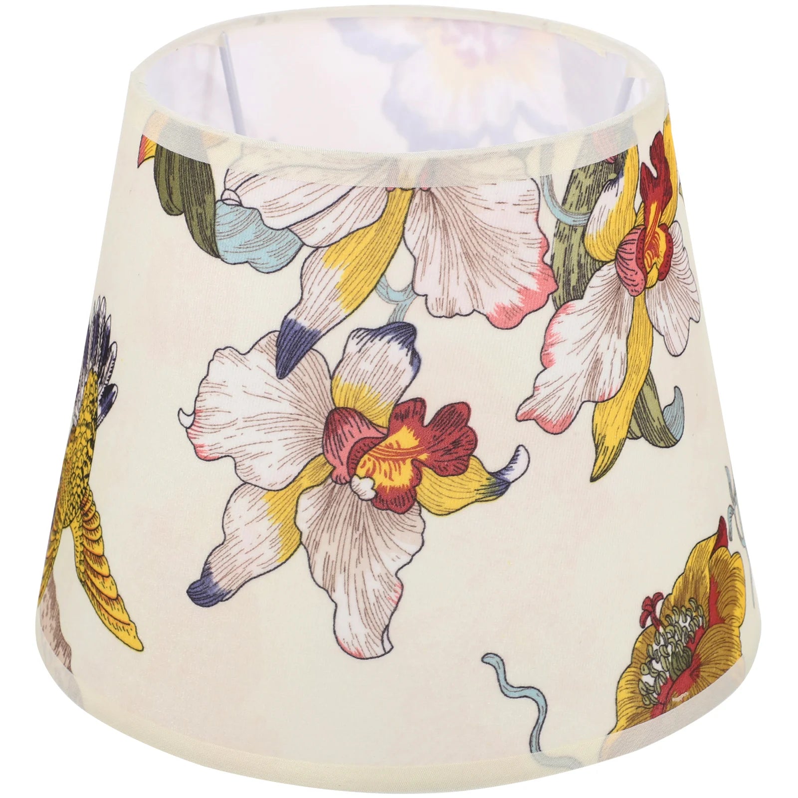 Abat-jour tissu floral blanc pour lampe de chevet
