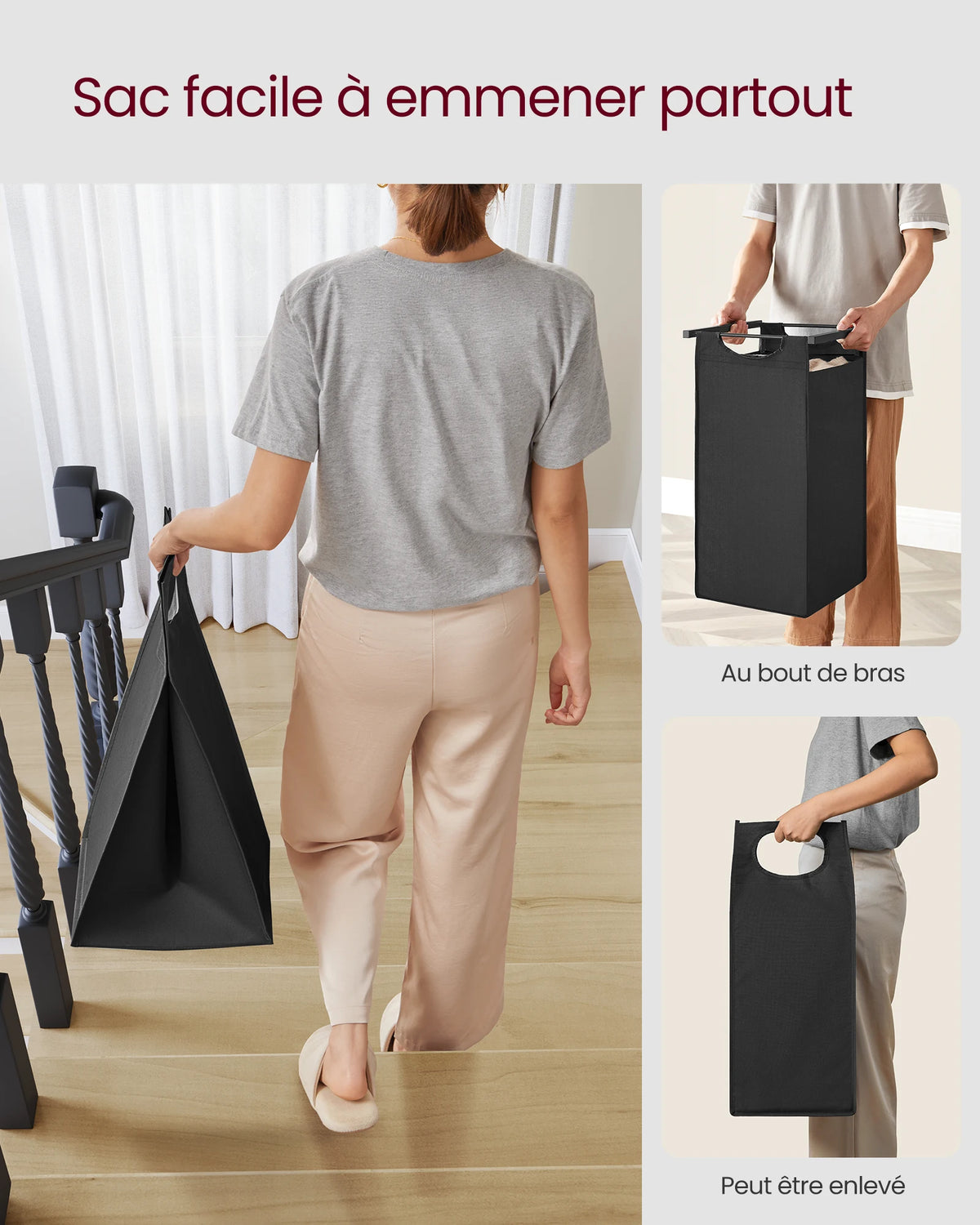 Détail des sacs amovibles en tissu Oxford