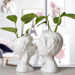 Vase tête céramique amoureux baiser noir