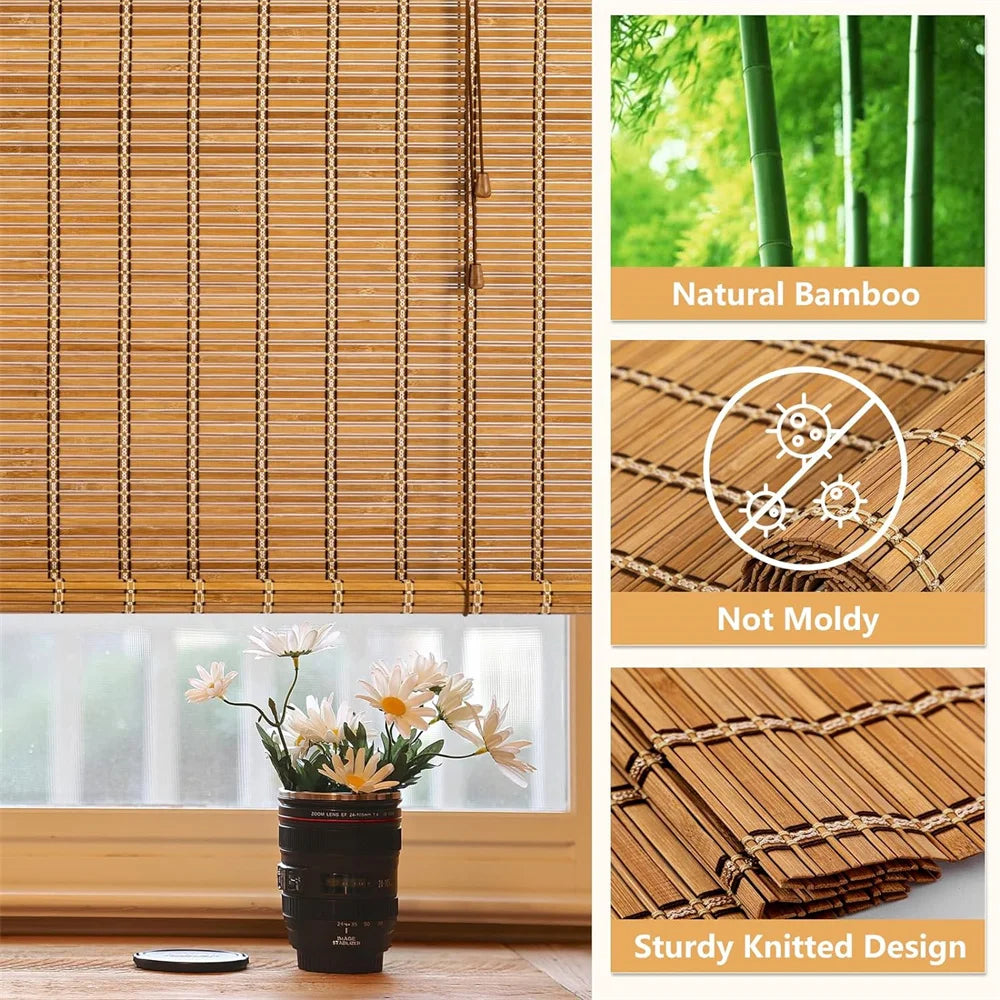 Détail du tissage main du store en bambou occultant 70%