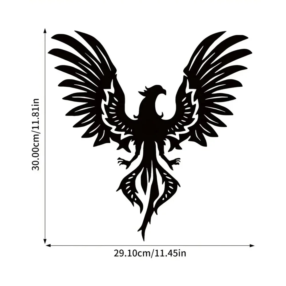 Décoration murale Phoenix fer noir sur mur blanc