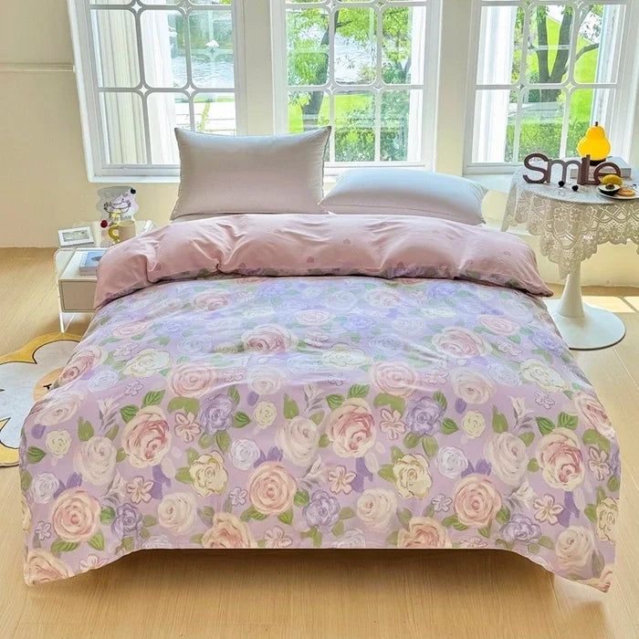 Détail de l'imprimé de la housse de couette en coton