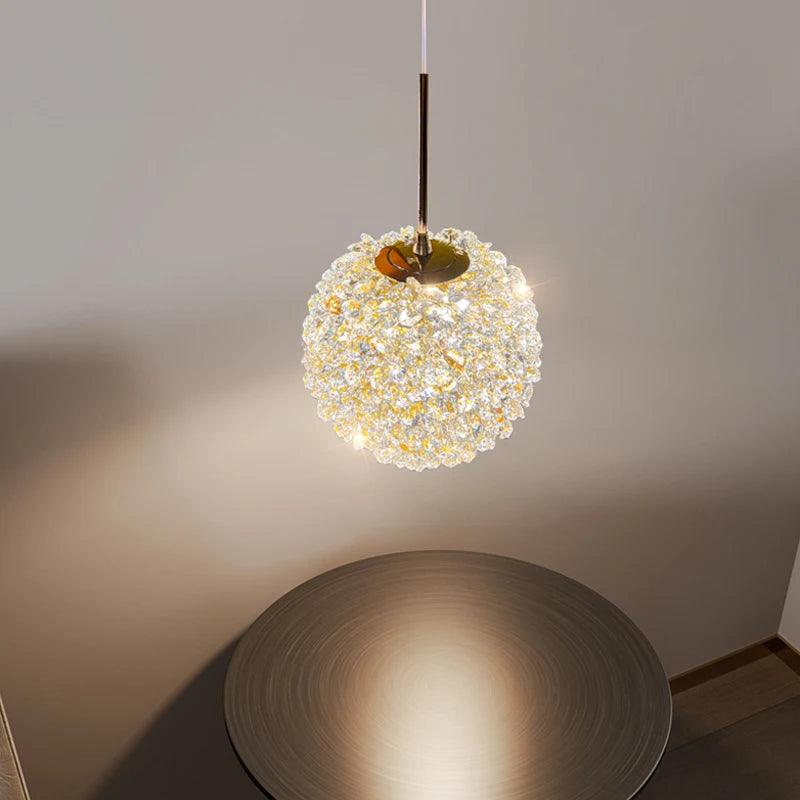Lampe suspension boule ronde aluminium