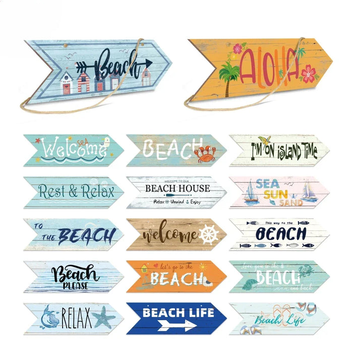 Panneau mural bois flèche plage décoration bord de mer
