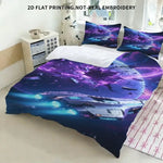 Housse de couette spatiale dans une chambre décorée