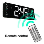 Horloge numérique murale moderne avec télécommande et écran multifonction