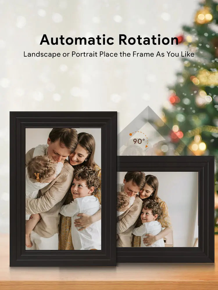 Cadre photo numérique affichant des photos de famille