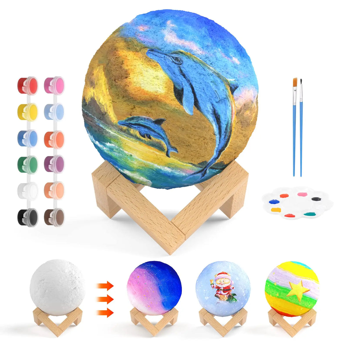 Lampe planète 3D lune galaxie vue de côté