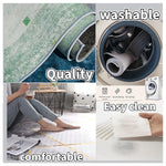 Cet ensemble d'images promotionnelles met en avant les qualités d'un produit textile de haute qualité, facile à entretenir et confortable à porter. Les illustrations présentent différents éléments clés, tels que la capacité de lavage en machine, l'absence de décoloration et de peluche, ainsi que le confort d'utilisation.