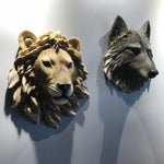 Tête d'animal murale en résine gris clair style scandinave pour chambre