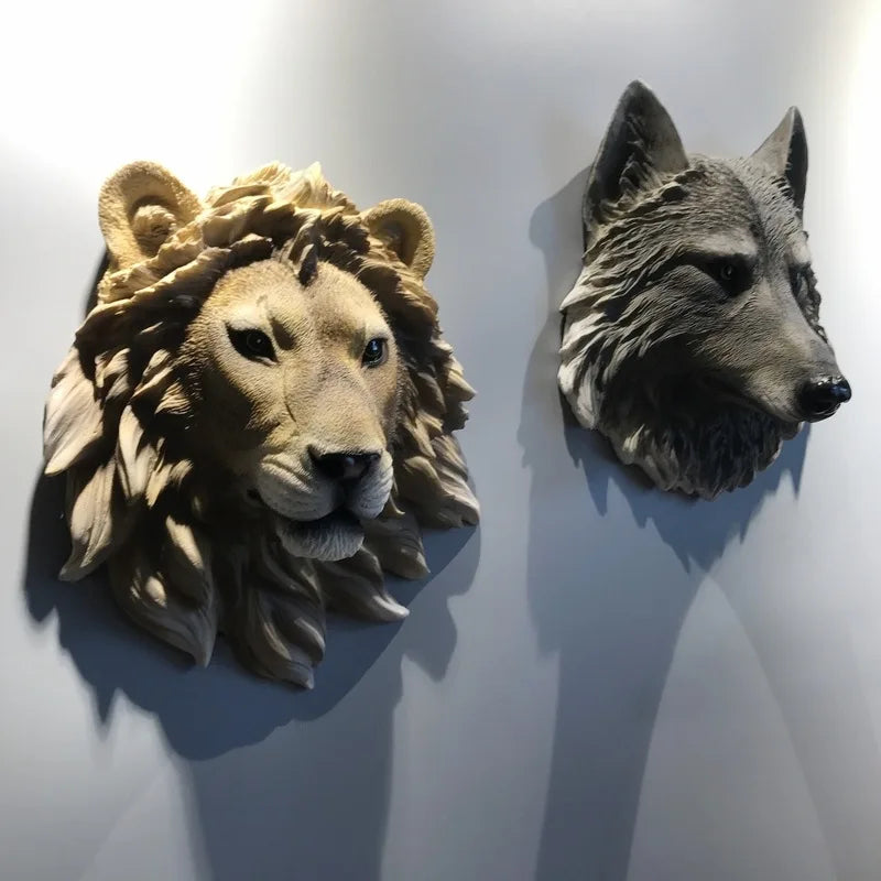 Tête d'animal murale en résine gris clair style scandinave pour chambre