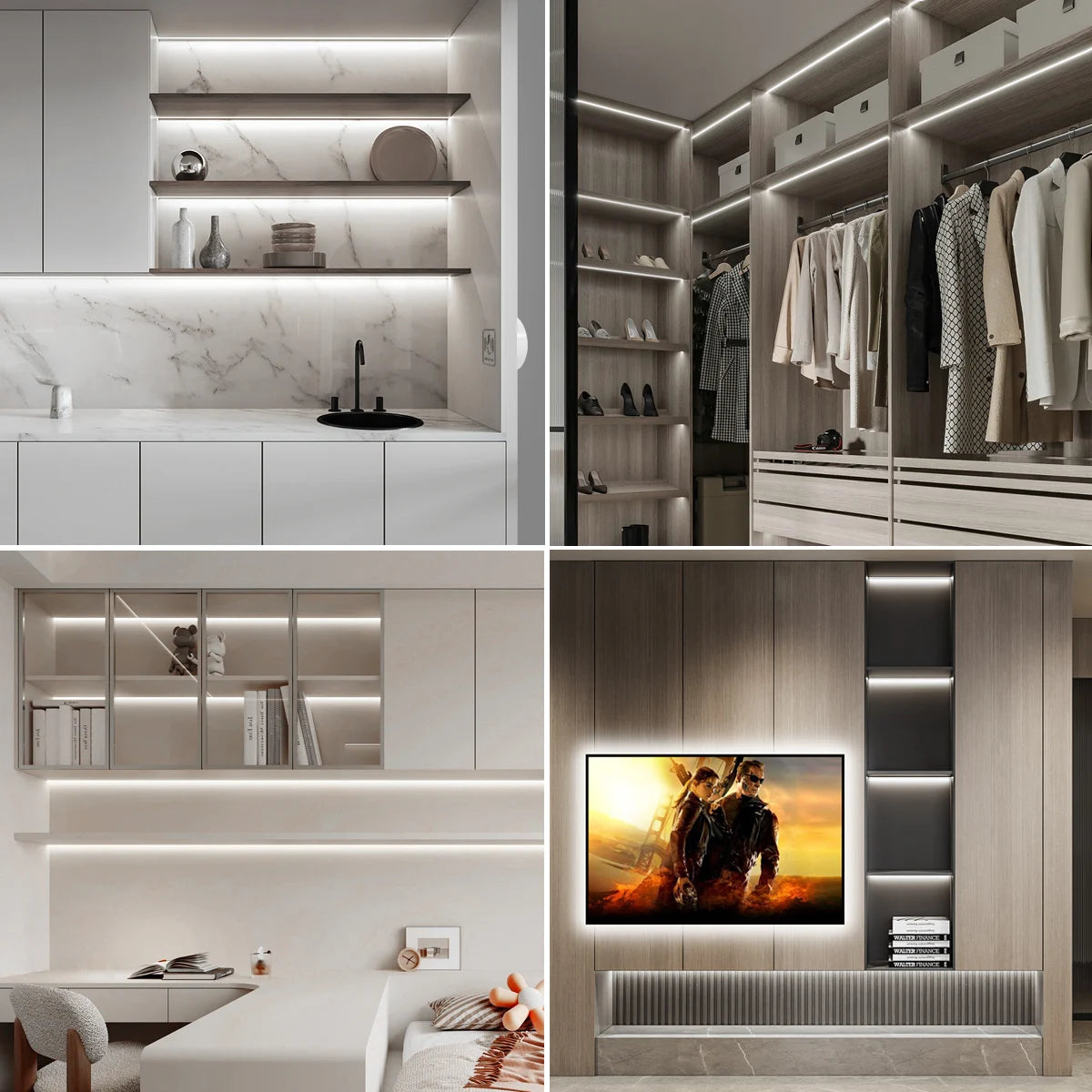 Bande LED plafond en action avec température de couleur blanc chaud