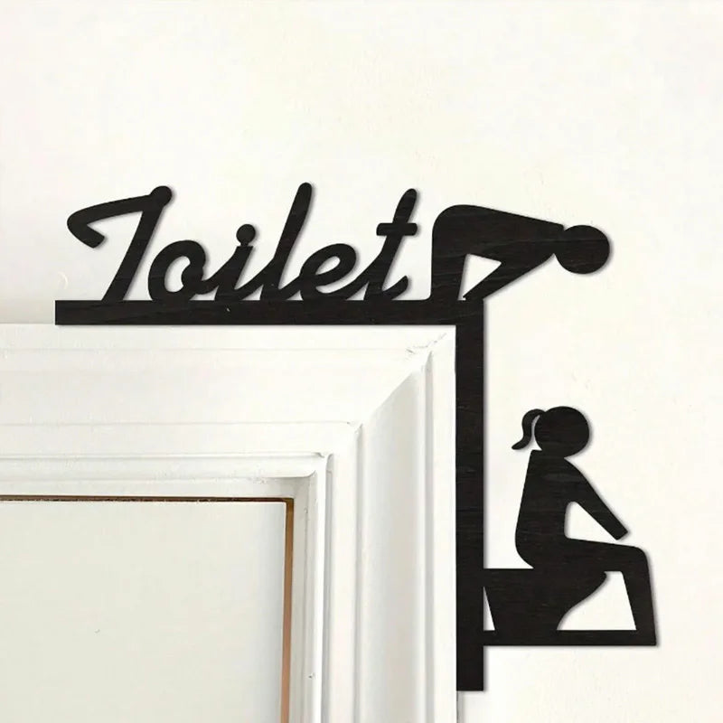 Panneau de porte toilette moderne en bois et résine bleu