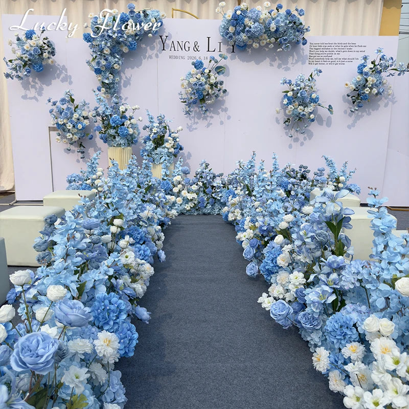 Fleurs artificielles bleues en soie pour décoration