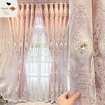Rideau double couche salon brodé style européen en polyester transparent