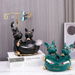 Statue bouledogue déco salon sur étagère