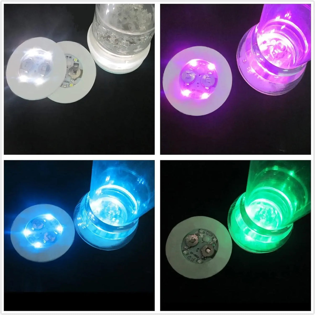 Détail des LED du sous-verre lumineux en fonctionnement
