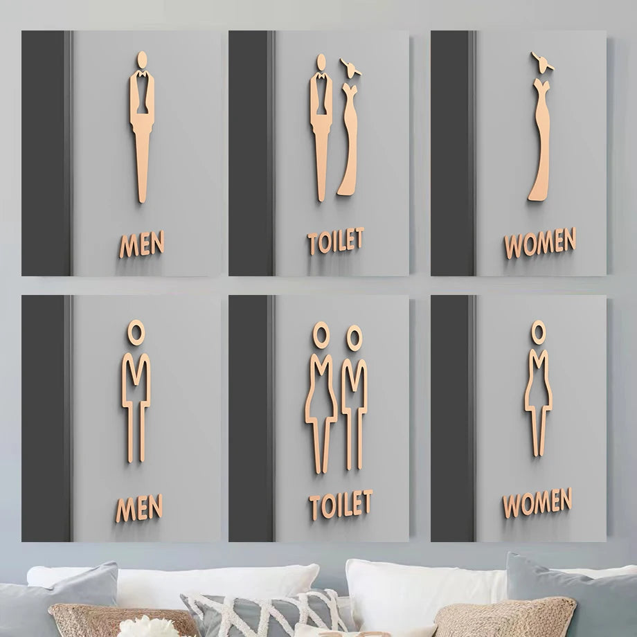Plaque de toilette acrylique 3D couleur or noir vue de face