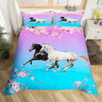 Parure de lit fille chevaux rose