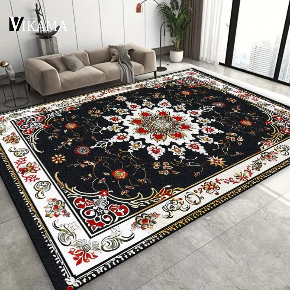 Tapis persan grande taille jaune dans un salon moderne