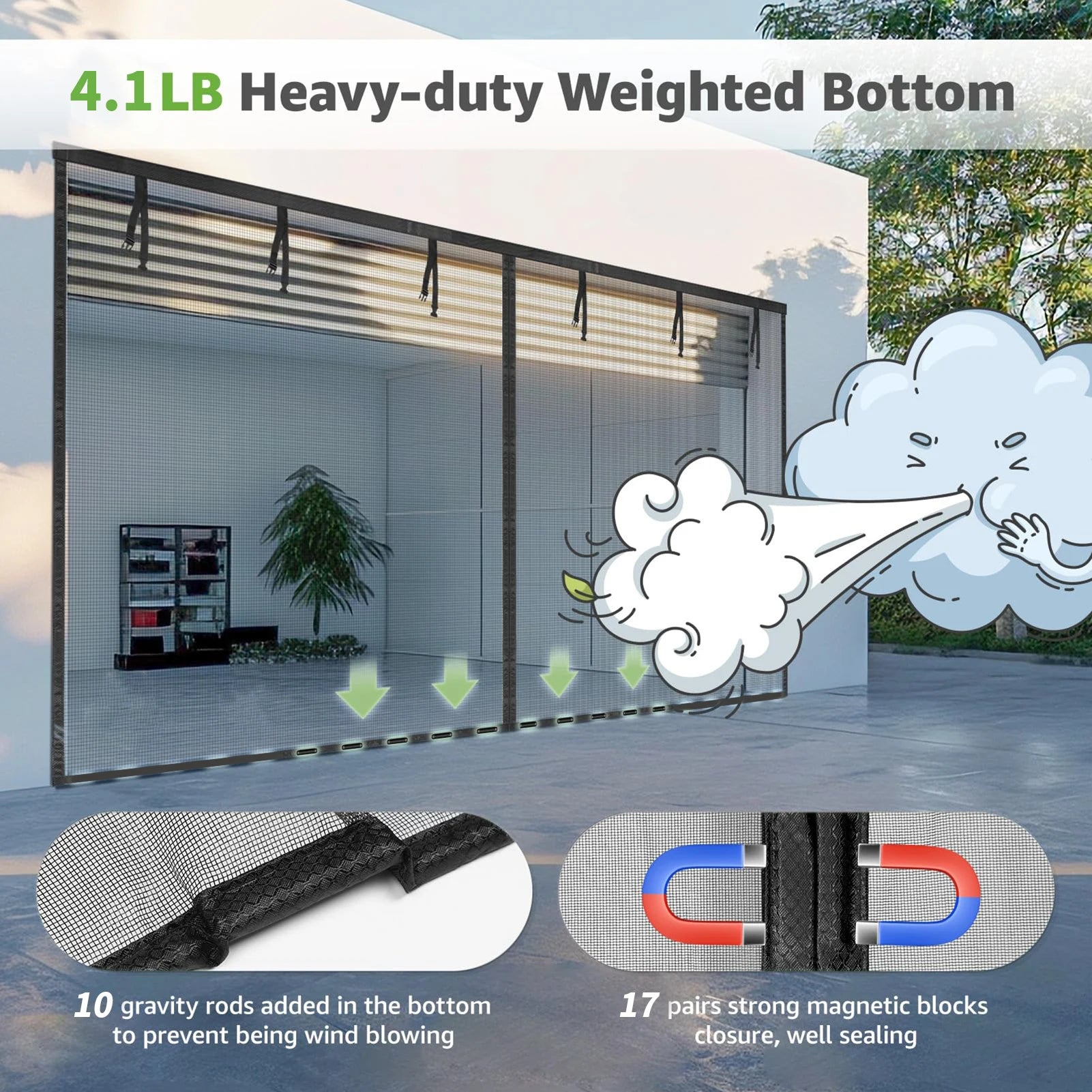 Rideau de protection pour garage en fibre de verre