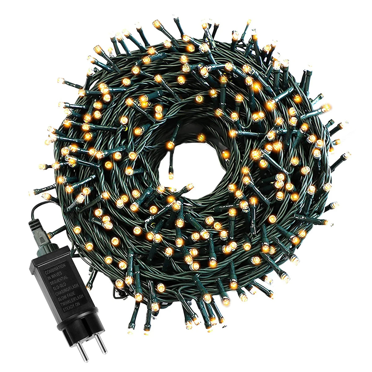 Guirlande lumineuse LED extérieure 50m éclairant un jardin la nuit