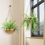 Jardinière suspendue en or avec drainage pour plantes d'intérieur