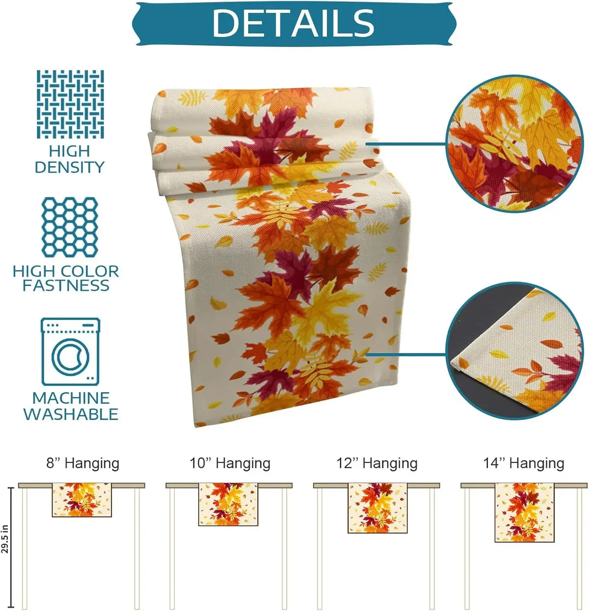 Magnifique décoration murale automnale composée de feuilles d'érable colorées sur un fond clair, disponible en différentes tailles pour s'adapter à votre espace.