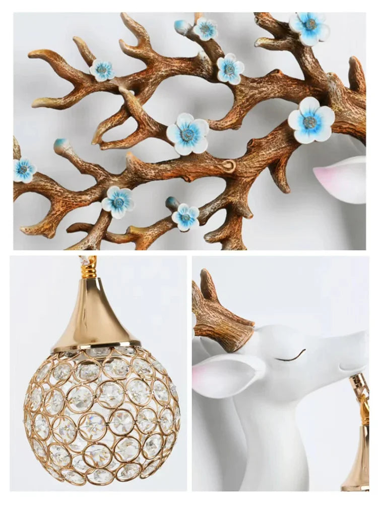 Détail de l'abat-jour en cristal de l'applique cerf