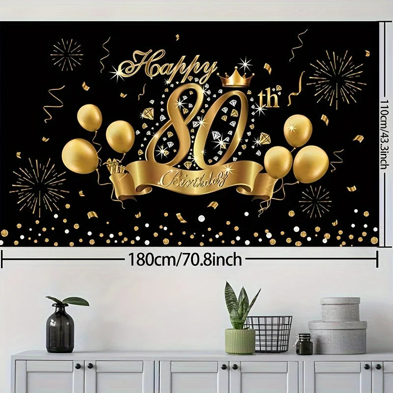 Bannière térilène noir doré dans un intérieur décoré pour fête