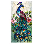 Motif paon artistique en style rétro sur vitre