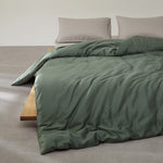 Parure de lit vert olive avec taie d'oreiller rafraîchissante