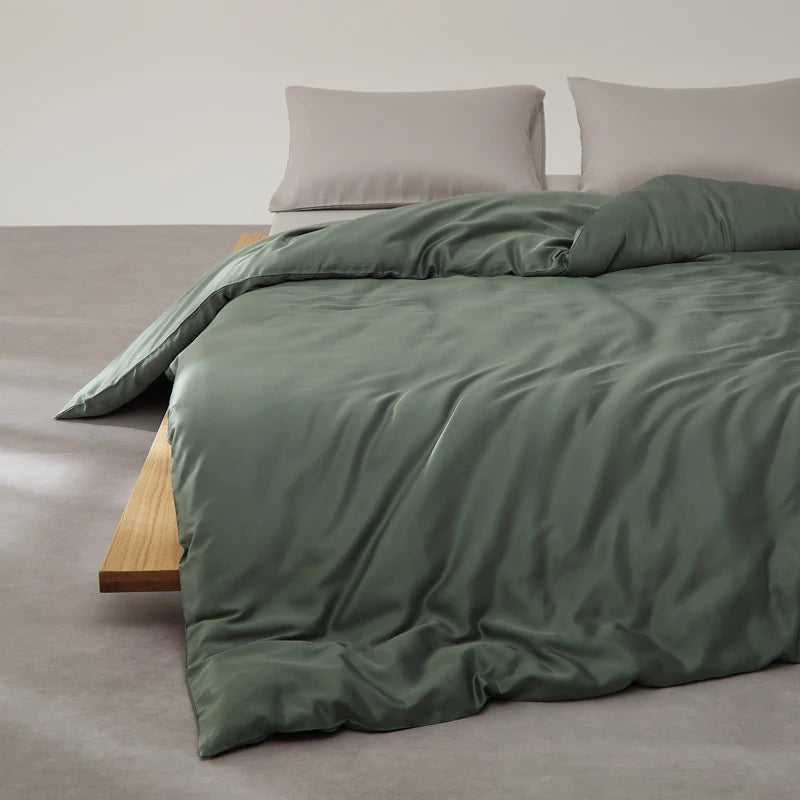 Parure de lit vert olive avec taie d'oreiller rafraîchissante