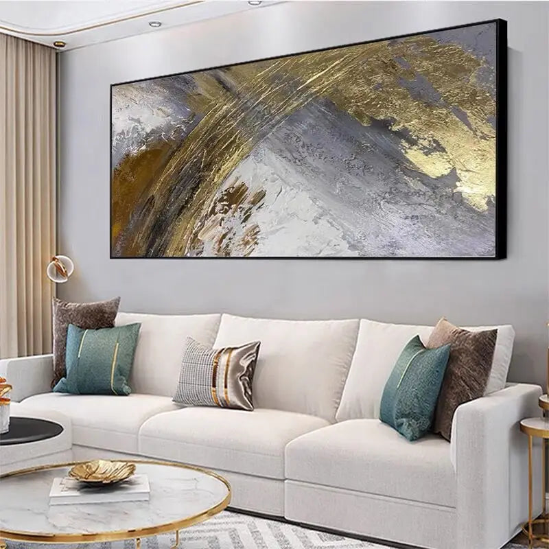 Accrochage mural du tableau d'art contemporain dans un salon élégant