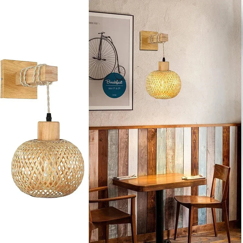 Applique murale en osier dans un salon moderne avec décoration intérieure